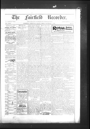 Primary view of The Fairfield Recorder. (Fairfield, Tex.), Vol. 23, No. 49, Ed. 1 Friday, September 1, 1899