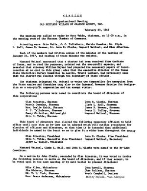 [Old Settler's Association of Grayson County Minutes, 1967-1976]