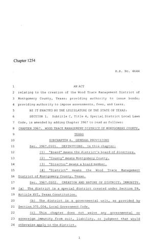 Primary view of 86th Texas Legislature, Regular Session, House Bill 4644, Chapter 1254