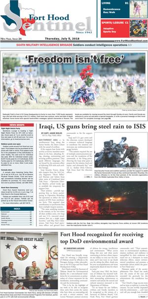 Primary view of Fort Hood Sentinel (Fort Hood, Tex.), Vol. 76, No. 26, Ed. 1 Thursday, July 5, 2018