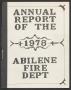 Report: Abilene Fire Department Annual Report: 1978