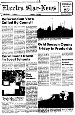 Primary view of Electra Star-News (Electra, Tex.), Vol. 80, No. 3, Ed. 1 Thursday, September 4, 1986
