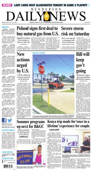 Primary view of Henderson Daily News (Henderson, Tex.), Vol. 88, No. 35, Ed. 1 Friday, April 28, 2017
