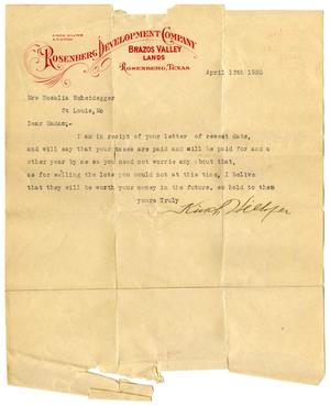 [Letter from Kinch Hillyer to Rosalia Scheidegger - 1920-04-13]