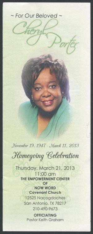 [Funeral Program for Cheryl Porter, March 21, 2013]