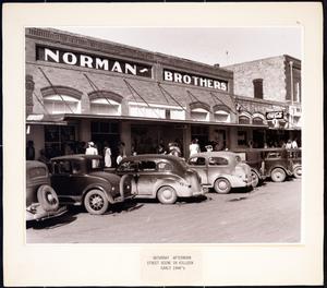 Saturday Afternoon Street Scene in Killeen, early 1940's
