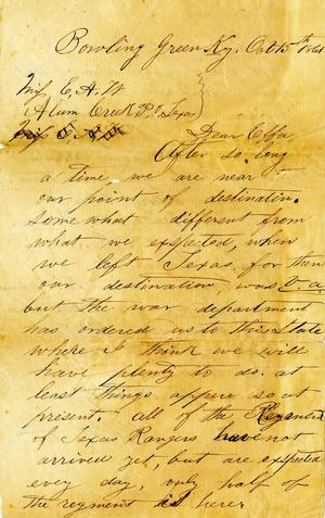 Primary view of [Letter from Kenner K. Rector to Effie Watts, October 15, 1861]