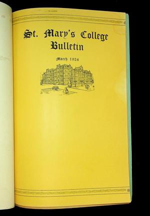 Primary view of object titled 'St. Mary's College Bulletin (San Antonio, Tex.), Vol. 5, No. 6, Ed. 1, March 1924'.