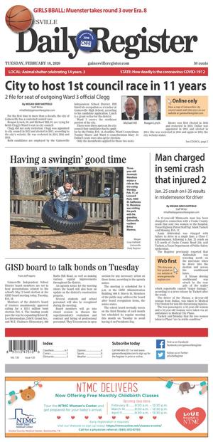 Primary view of Gainesville Daily Register (Gainesville, Tex.), Vol. 130, No. 120, Ed. 1 Tuesday, February 18, 2020
