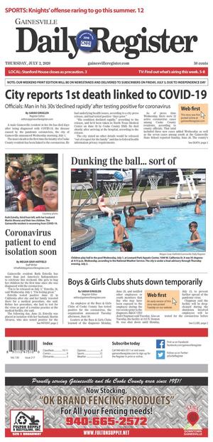 Primary view of Gainesville Daily Register (Gainesville, Tex.), Vol. 130, No. 217, Ed. 1 Thursday, July 2, 2020