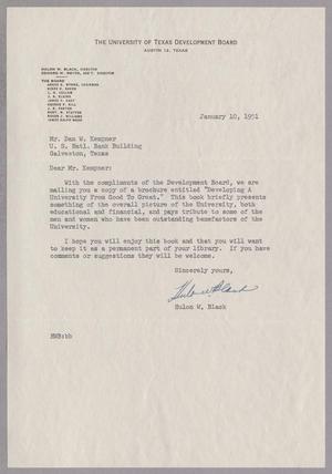 Primary view of [Letter from Hulon W. Black to Daniel W. Kempner, January 10, 1951]