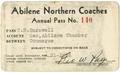 Text: [Abilene Northern Coaches Annual Pass issued by George W. Page to T. …