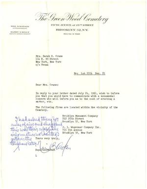 [Letter from Neil B. Watson to Sarah Anna Simmons Crane - July 24, 1961]