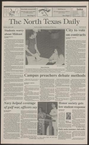 Primary view of The North Texas Daily (Denton, Tex.), Vol. 73, No. 95, Ed. 1 Thursday, April 4, 1991