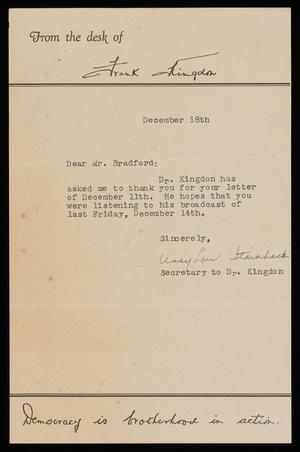 [Letter from Mary Lou Stainback to Alex Bradford, December 18, 1945]
