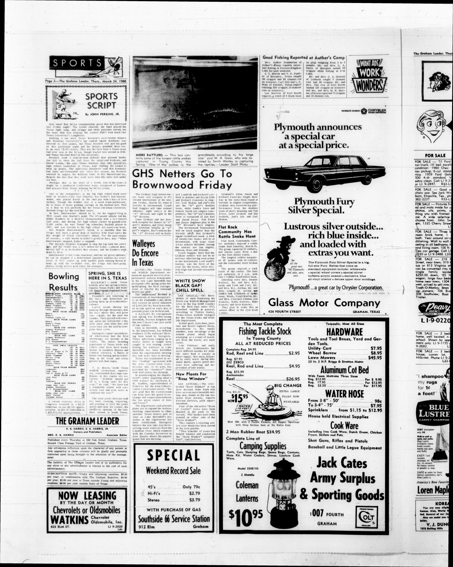 The Graham Leader (Graham, Tex.), Vol. 90, No. 33, Ed. 1 Thursday, March 24, 1966
                                                
                                                    [Sequence #]: 2 of 14
                                                