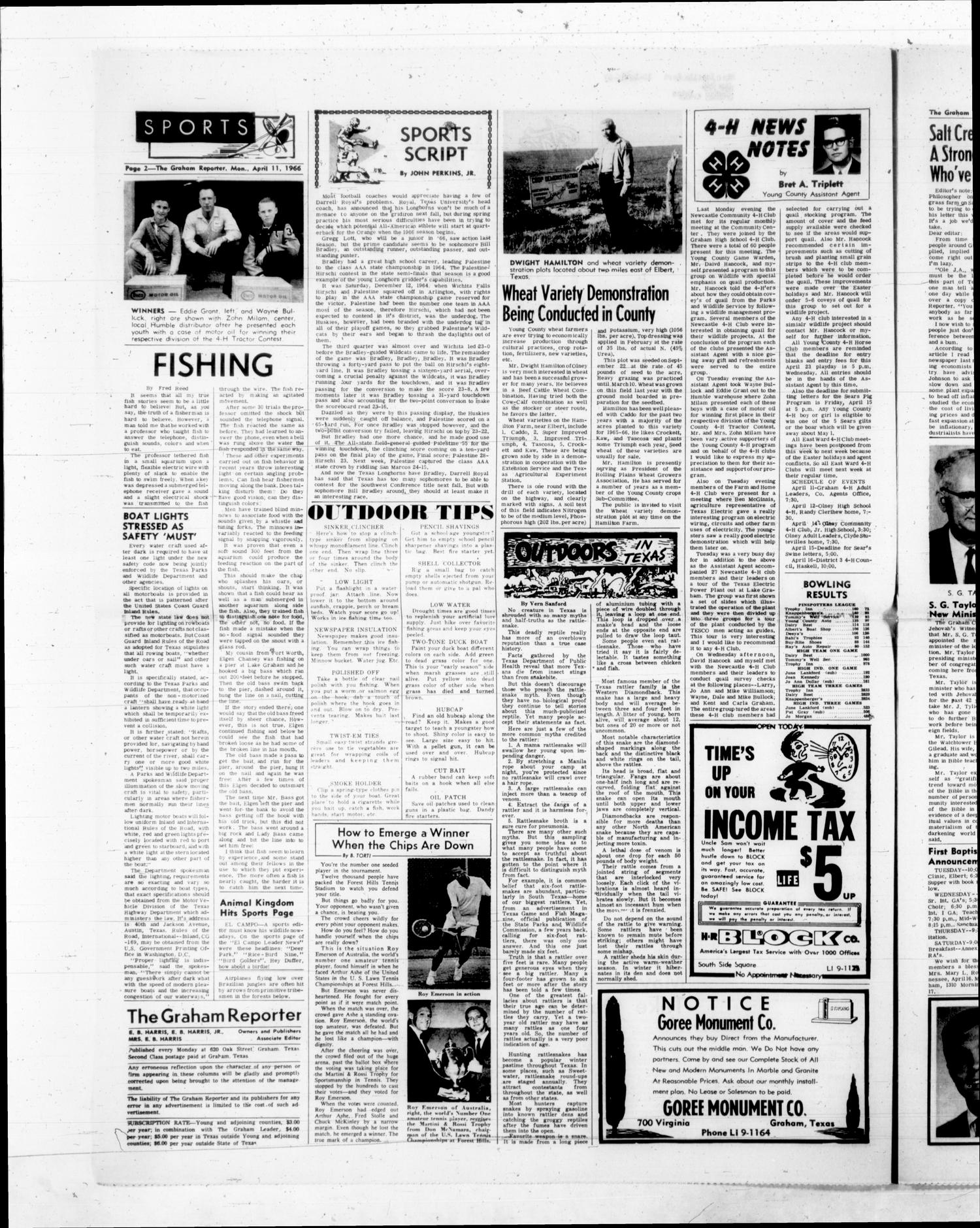 The Graham Reporter (Graham, Tex.), Vol. 7, No. 36, Ed. 1 Monday, April 11, 1966
                                                
                                                    [Sequence #]: 2 of 8
                                                