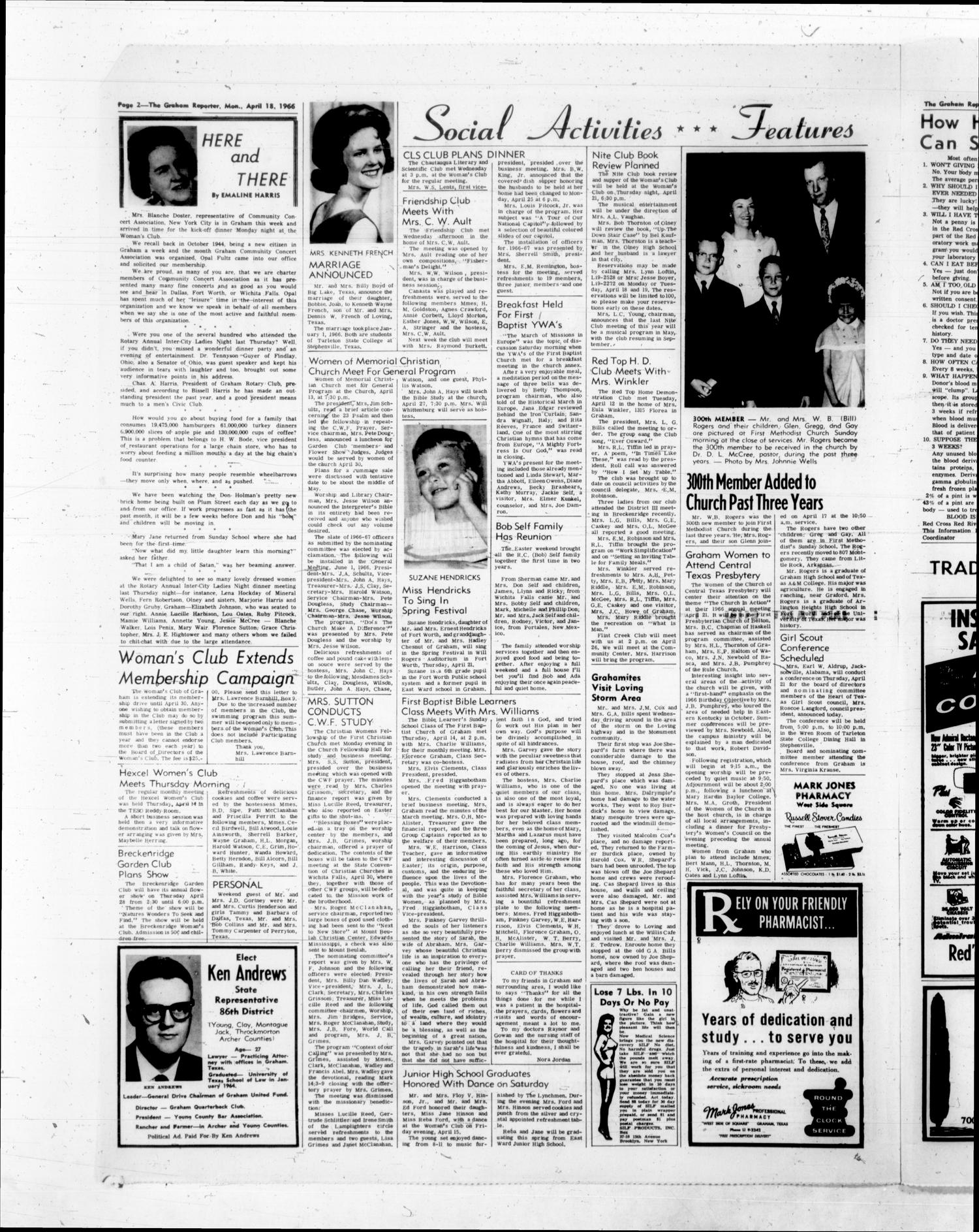 The Graham Reporter (Graham, Tex.), Vol. 7, No. 37, Ed. 1 Monday, April 18, 1966
                                                
                                                    [Sequence #]: 2 of 8
                                                