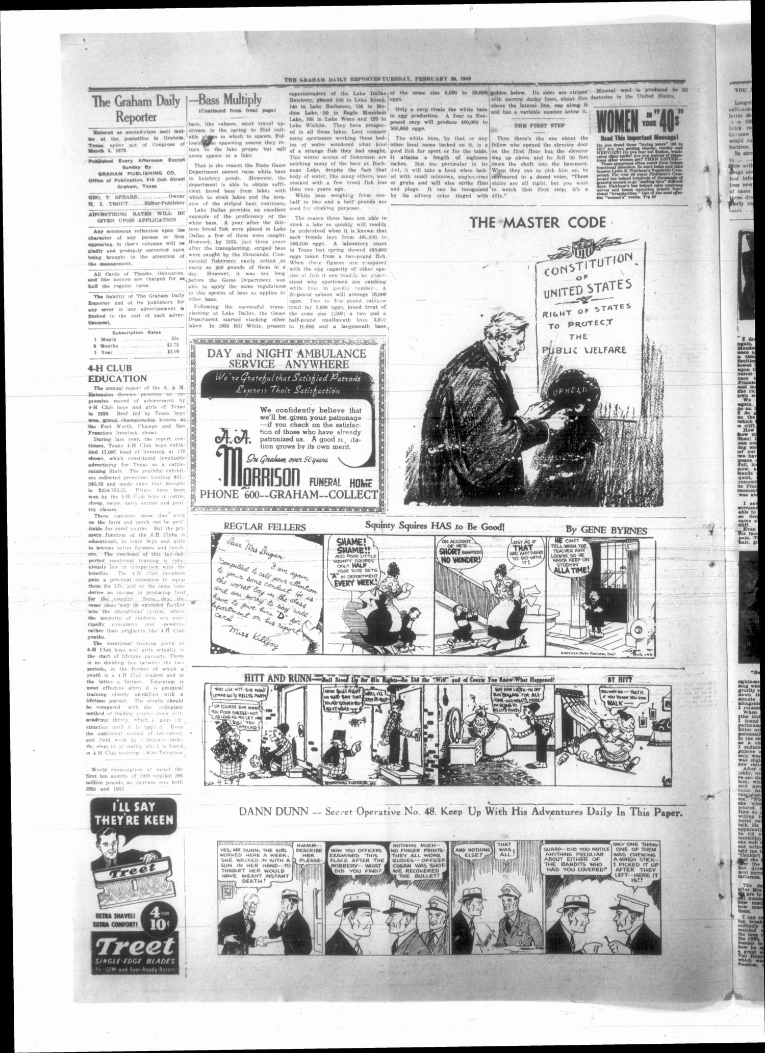 Graham Daily Reporter (Graham, Tex.), Vol. 6, No. 147, Ed. 1 Tuesday, February 20, 1940
                                                
                                                    [Sequence #]: 2 of 4
                                                