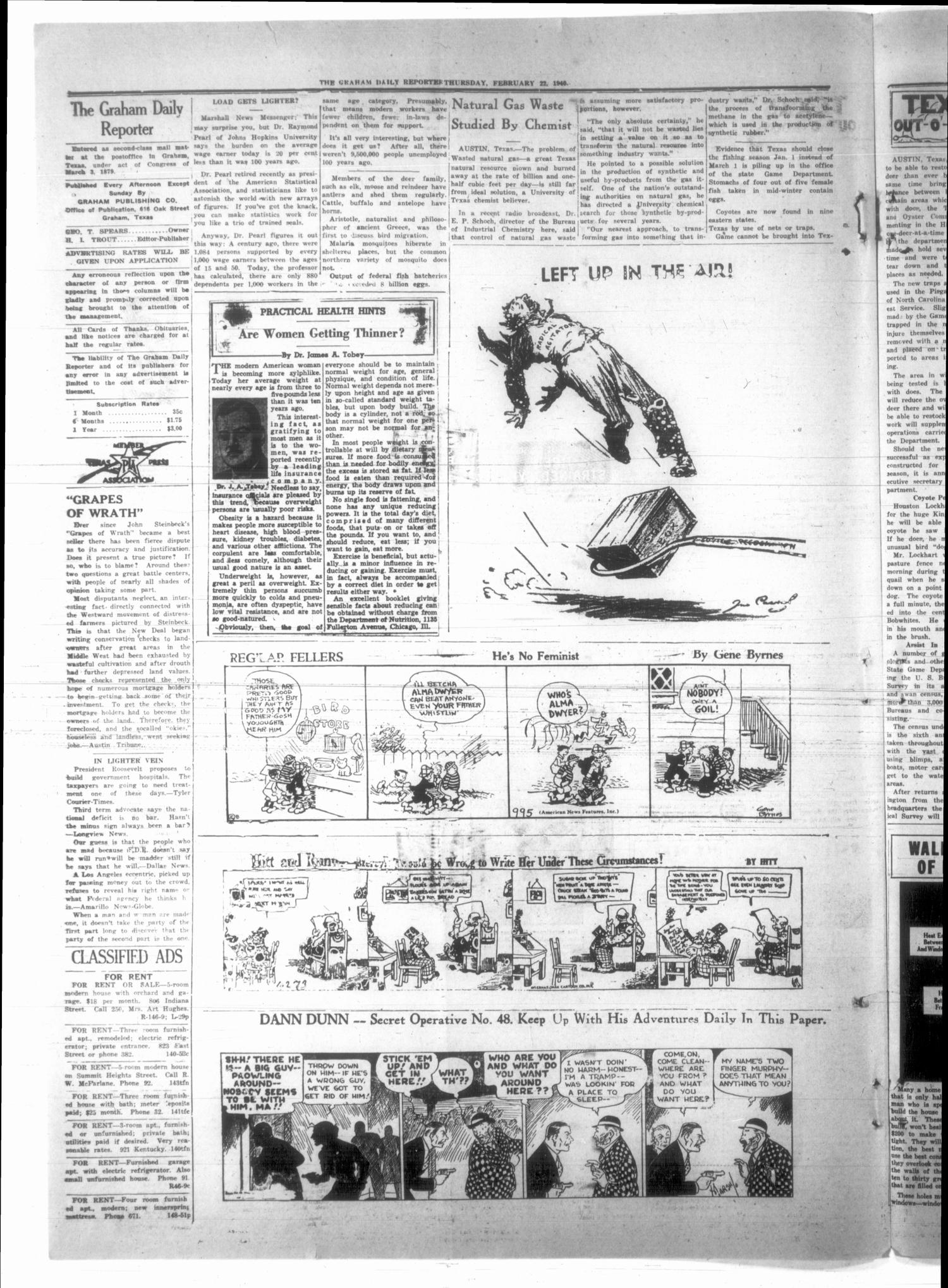 Graham Daily Reporter (Graham, Tex.), Vol. 6, No. 149, Ed. 1 Thursday, February 22, 1940
                                                
                                                    [Sequence #]: 2 of 4
                                                