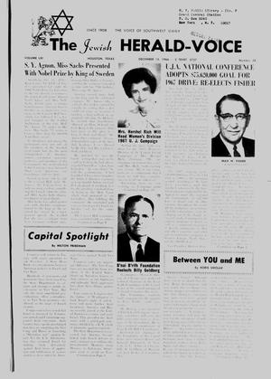 Primary view of The Jewish Herald-Voice (Houston, Tex.), Vol. 61, No. 38, Ed. 1 Thursday, December 15, 1966