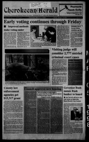 Primary view of Cherokeean/Herald (Rusk, Tex.), Vol. 149, No. 2, Ed. 1 Thursday, March 5, 1998