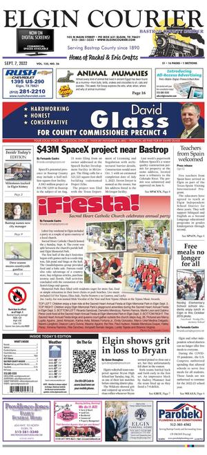 Primary view of Elgin Courier (Elgin, Tex.), Vol. 132, No. 36, Ed. 1 Wednesday, September 7, 2022
