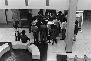 Primary view of object titled '[Black Student Union Meeting in the Setzer Center]'.