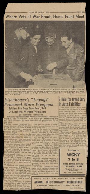 [Clipping: Eisenhower's "Envoys" Promised More Weapons]