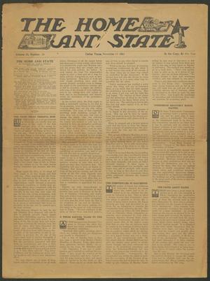 Primary view of The Home and State (Dallas, Tex.), Vol. 13, No. 20, Ed. 1 Saturday, November 11, 1911