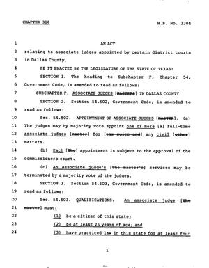 Primary view of 78th Texas Legislature, Regular Session, House Bill 3384, Chapter 318