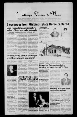 Primary view of Giddings Times & News (Giddings, Tex.), Vol. 107, No. 22, Ed. 1 Thursday, November 14, 1996