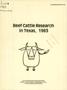 Primary view of Beef Cattle Research in Texas: 1983
