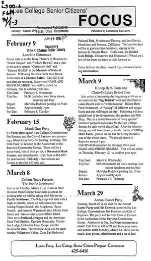 Lee College Senior Citizens' Focus, January-March 1994