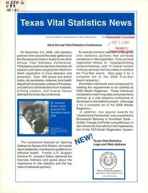 Primary view of object titled 'Texas Vital Statistics News, Volume 10, Number 1, Winter 2006/Spring 2007'.