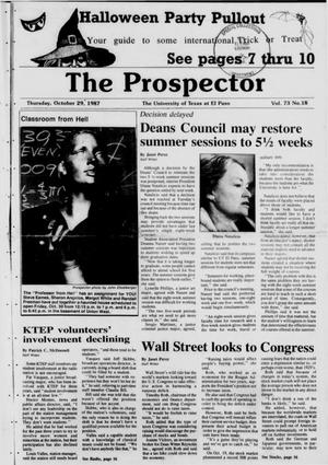 The Prospector (El Paso, Tex.), Vol. 73, No. 18, Ed. 1 Thursday, October 29, 1987