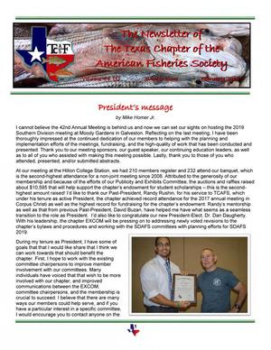 The Newsletter of the Texas Chapter of the American Fisheries Society, Volume 44, Number 1, Winter 2018