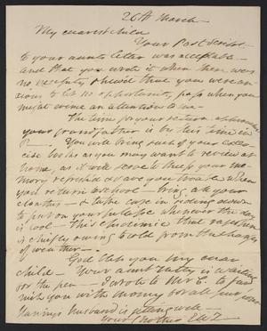 Primary view of [Letter from Elizabeth Upshur Teackle to her daughter, Elizabeth Ann Upshur Teackle, March 26, 1817]