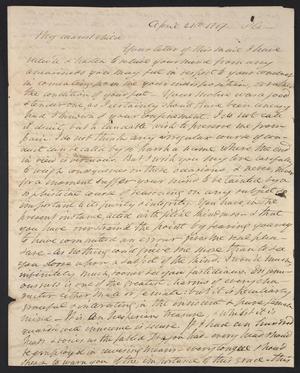 Primary view of [Letter from Elizabeth Upshur Teackle to her daughter, Elizabeth Ann Upshur Teackle, April 21, 1817]