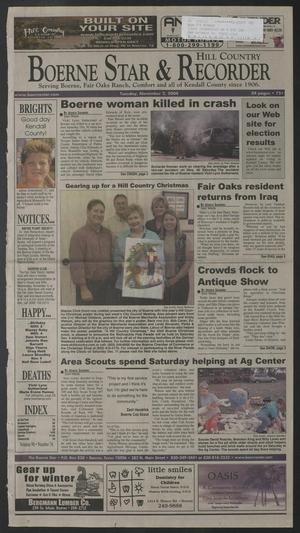 Primary view of Boerne Star & Hill Country Recorder (Boerne, Tex.), Vol. 98, No. 76, Ed. 1 Tuesday, November 2, 2004