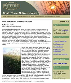 South Texas Natives eNews, Summer 2010