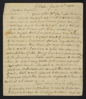 Primary view of [Letter from Elizabeth Upshur Teackle to her husband, Littleton Dennis Teackle, January 15, 1810]