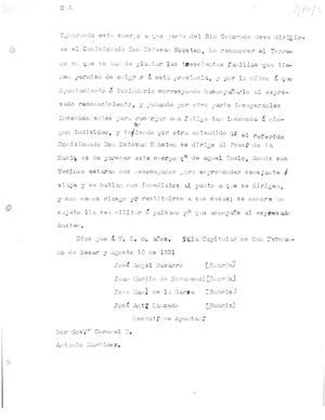 Primary view of [Transcript of letter from Ayuntamiento to Antonio María Martínez, August 16, 1821]