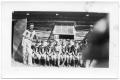 Photograph: [Boy Scouts in Front of Log Cabin]