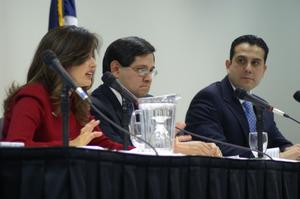 Primary view of [Panelists at the North Texas Latino Council meeting]