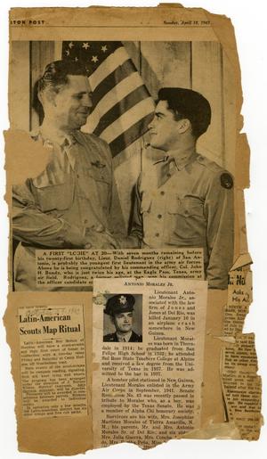 Primary view of [Clipping from scrapbook - includes article, "Latin American Scouts Map Ritual," letter and envelope]