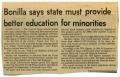 Clipping: Bonilla says state must provide better education for minorities