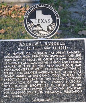 [Texas Historical Commission Marker: Andrew L. Randell]