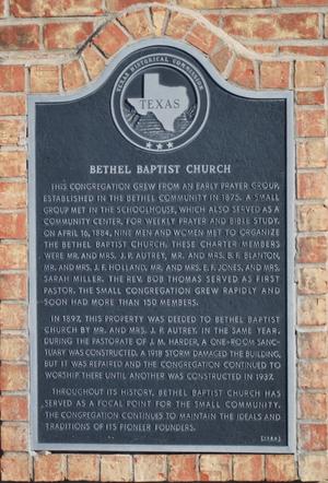 [Texas Historical Commission Marker: Bethel Baptist Church]