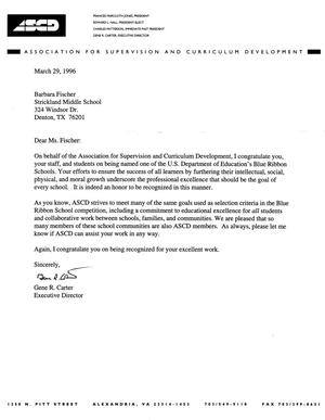 [Letter from Gene R. Carter, Executive Director ASCD to Barbara Fischer, March 29, 1996]